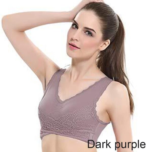 Front Cross Side Buckle Lace Side Non-Wire Sports Fitness Bra - Image 10