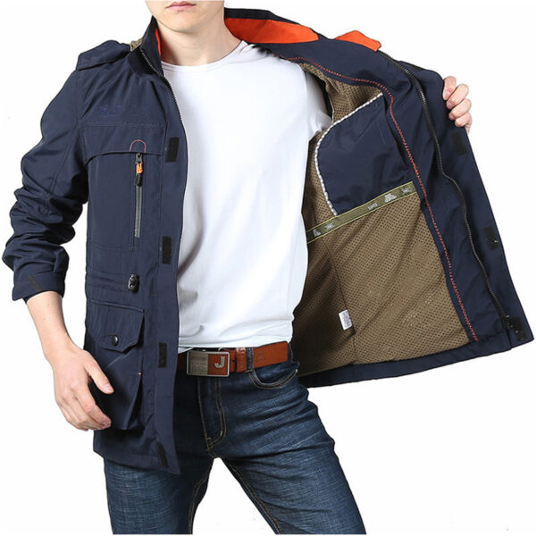 Cross-border AliExpress jacket men's mid-length casual outdoor hooded plus size jacket men's jacket spring and autumn - Image 4